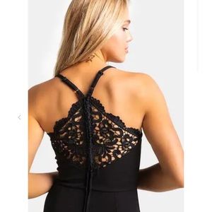Francesca’s Monique Lace Back Black Jumpsuit